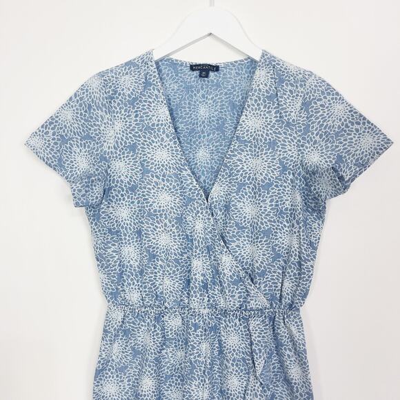 J. Crew Printed Chambray Ruffle Faux-Wrap Dress - Picture 3 of 8